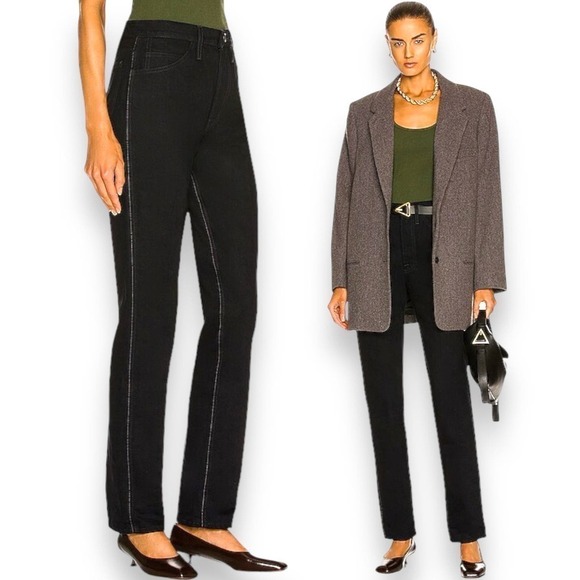 FRAME Jeans Woman’s Size 27 Le Italian True Straight Leg High Rise Black New - Picture 2 of 16